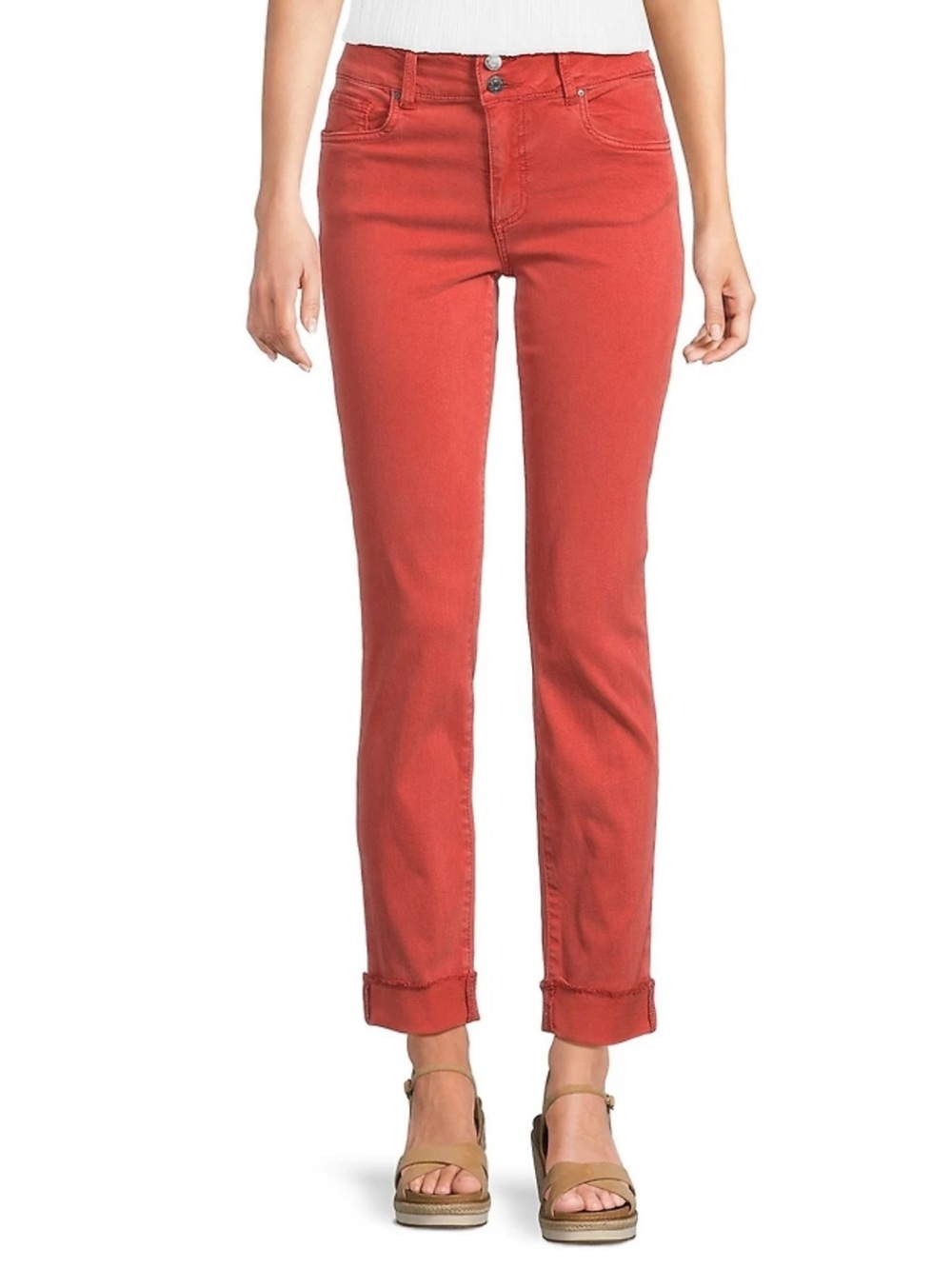 KUT from the Kloth Amy Denim Double Button Ankle Straight Leg Roll Up Cuff Jeans